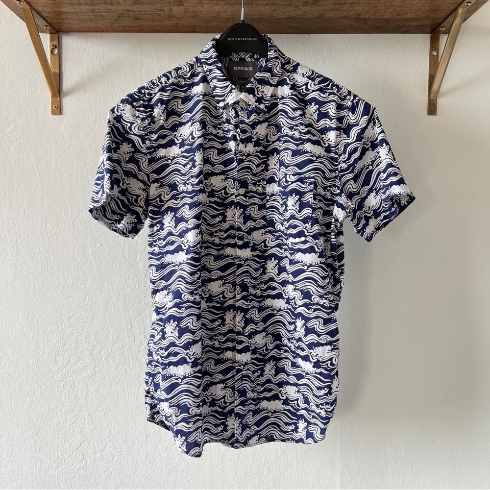 Bonobos Men’s, Medium Slim Fit, Riviera Short Sleeve Button-Up (Good Condition)